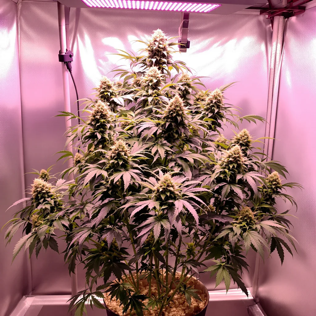 Alaska Thunderfuck cannabis bud close-up showing balanced bud structure with frosted trichomes
