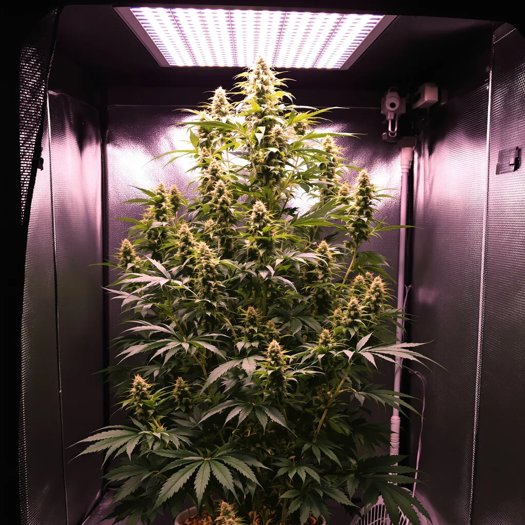 American Haze cannabis plant in flowering stage, 60-100 cm autoflower