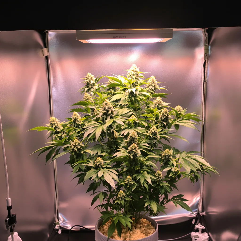 Banana Cream OG cannabis bud close-up showing dense purple-tinged calyxes