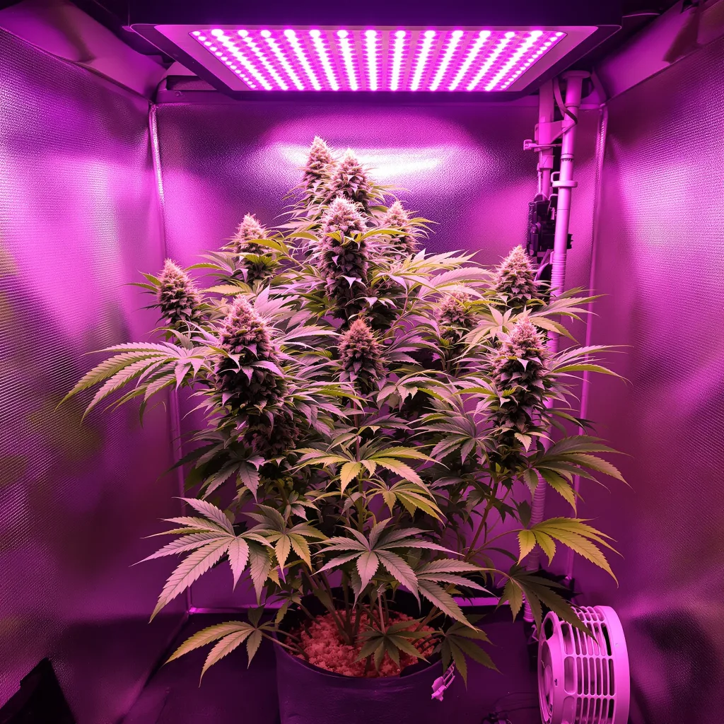 Banana Kush cannabis plant in flowering stage, 60-100 cm autoflower
