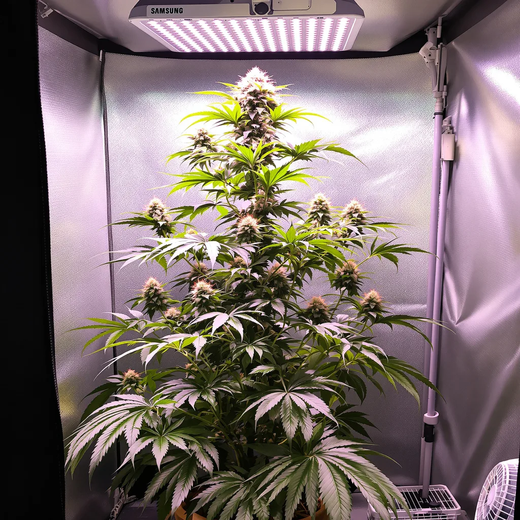 Berner's Cookies cannabis bud close-up showing lime-green airy structure