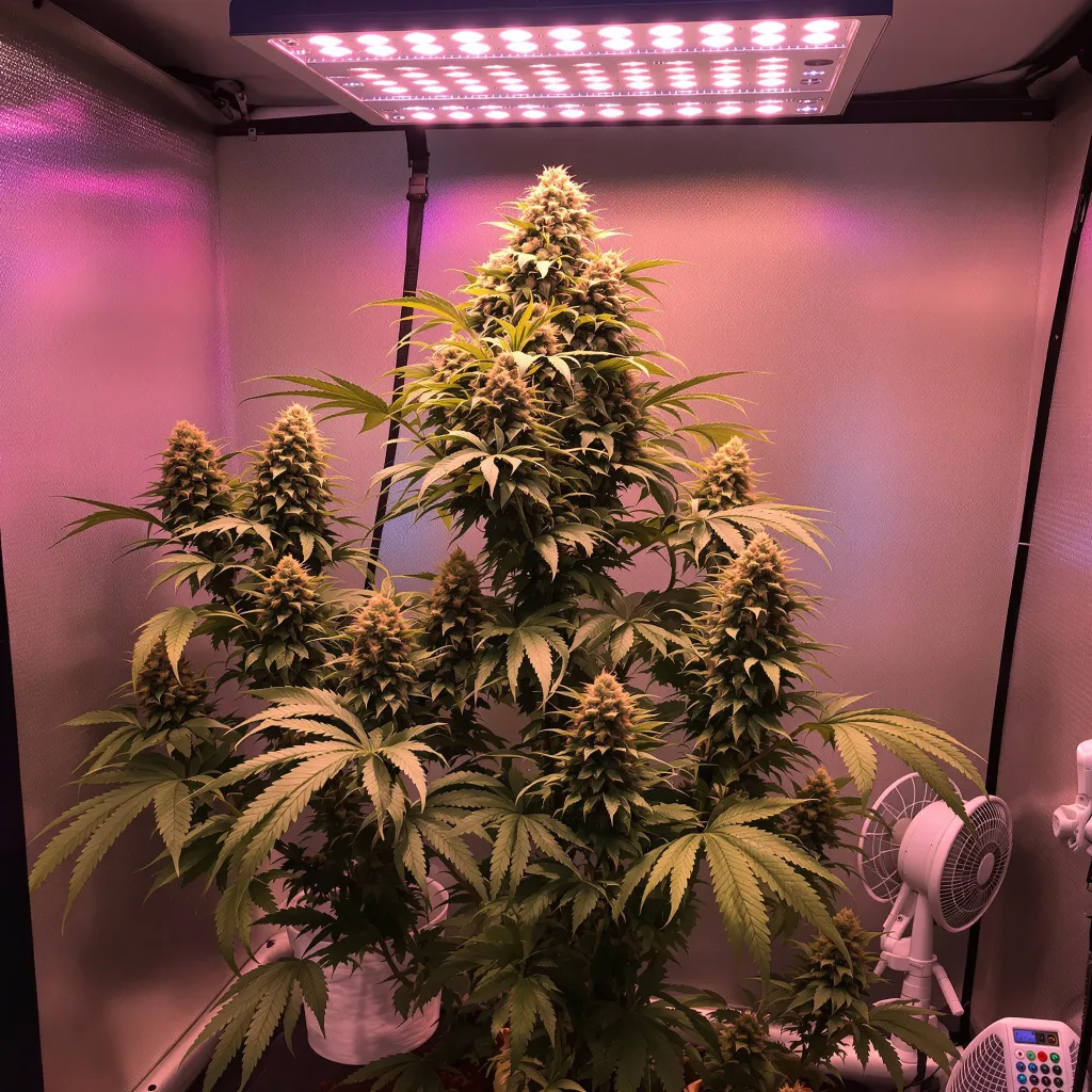 Biker Le Blanc 46% indica / 54% sativa flower with visible trichomes