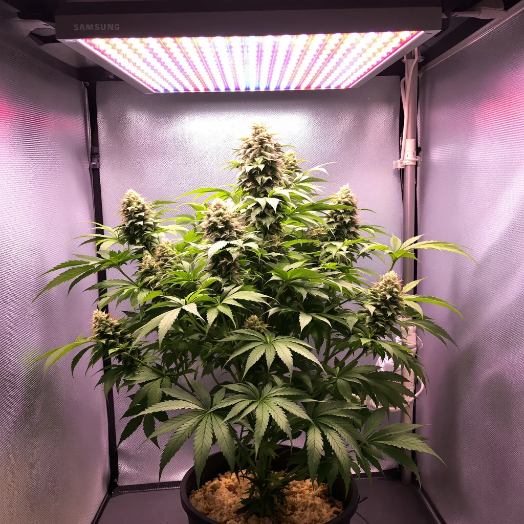 Black Afghan 81% indica / 19% sativa flower with visible trichomes