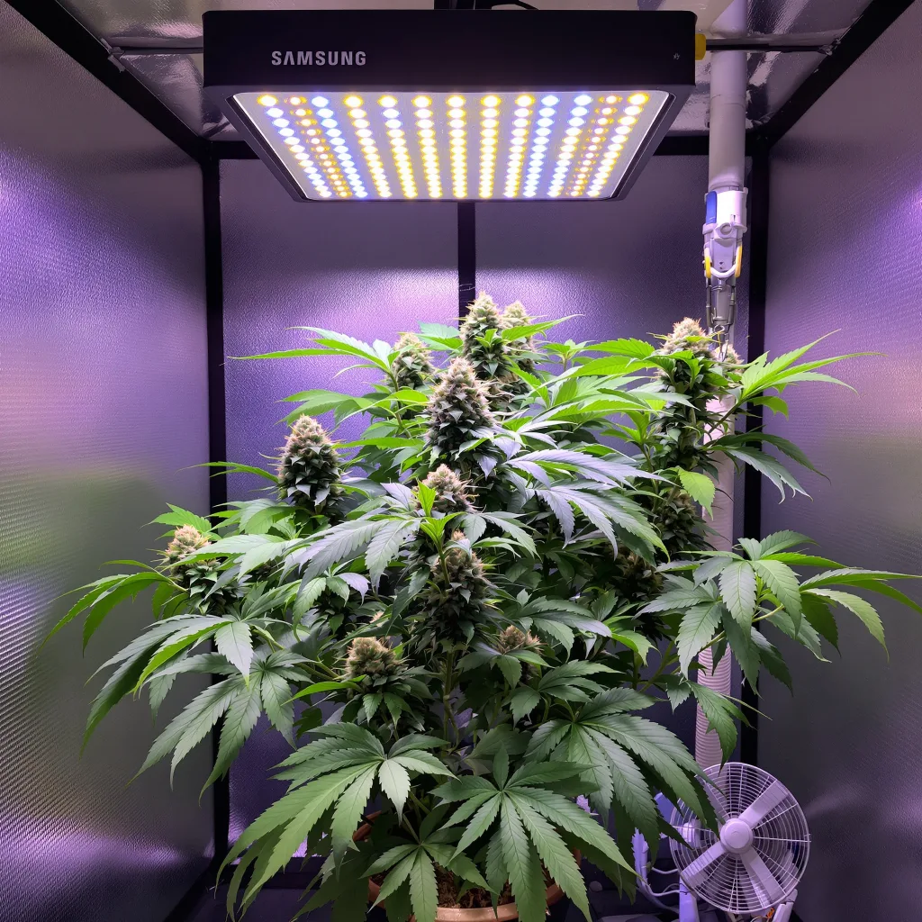 Black Domina cannabis plant in flowering stage, 90-130 cm feminized