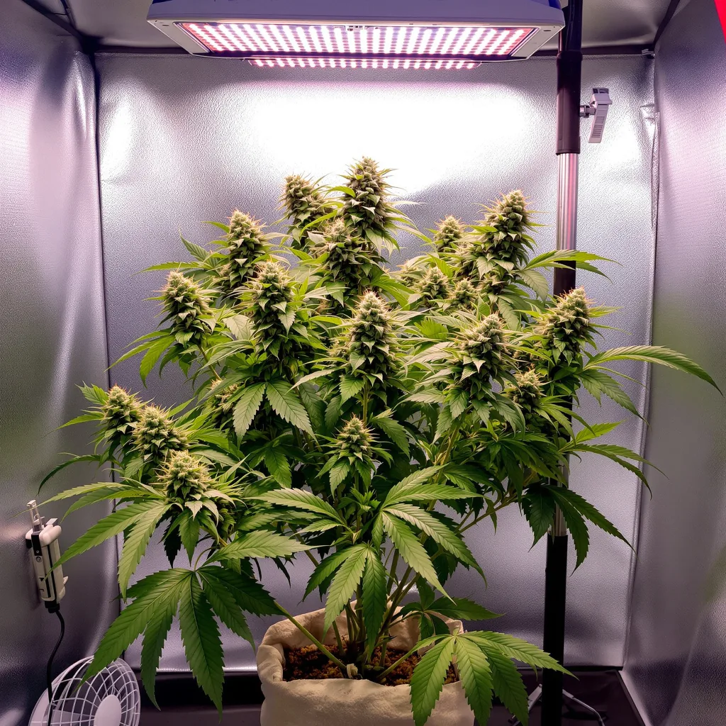 Blue Frost cannabis plant in flowering stage, 90-130 cm feminized