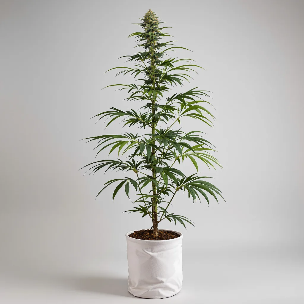 Butterscotch 14% indica / 86% sativa flower with visible trichomes