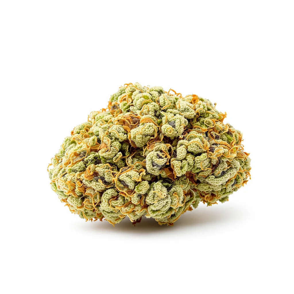 CBD Cream &amp; Cheese 40% indica / 60% sativa flower with visible trichomes