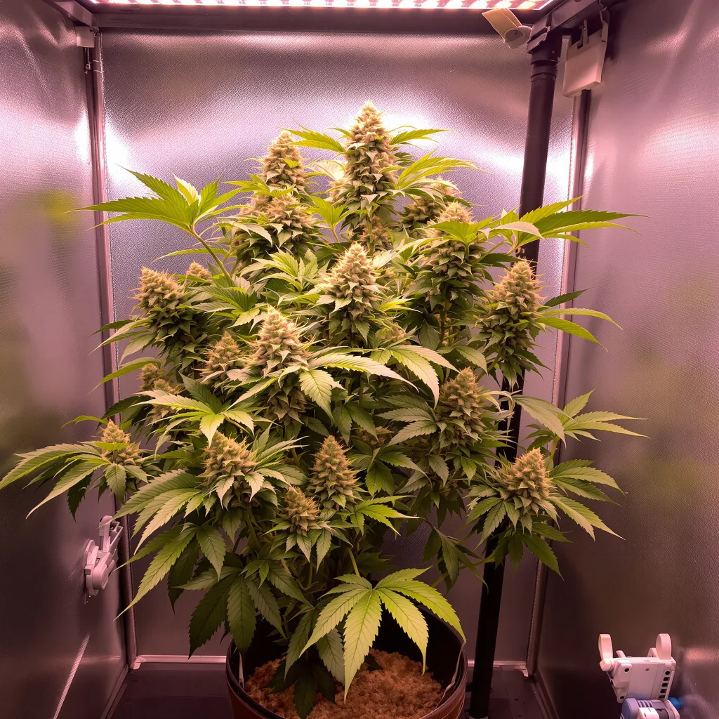 CBD Sour Lemon 44% indica / 56% sativa flower with visible trichomes