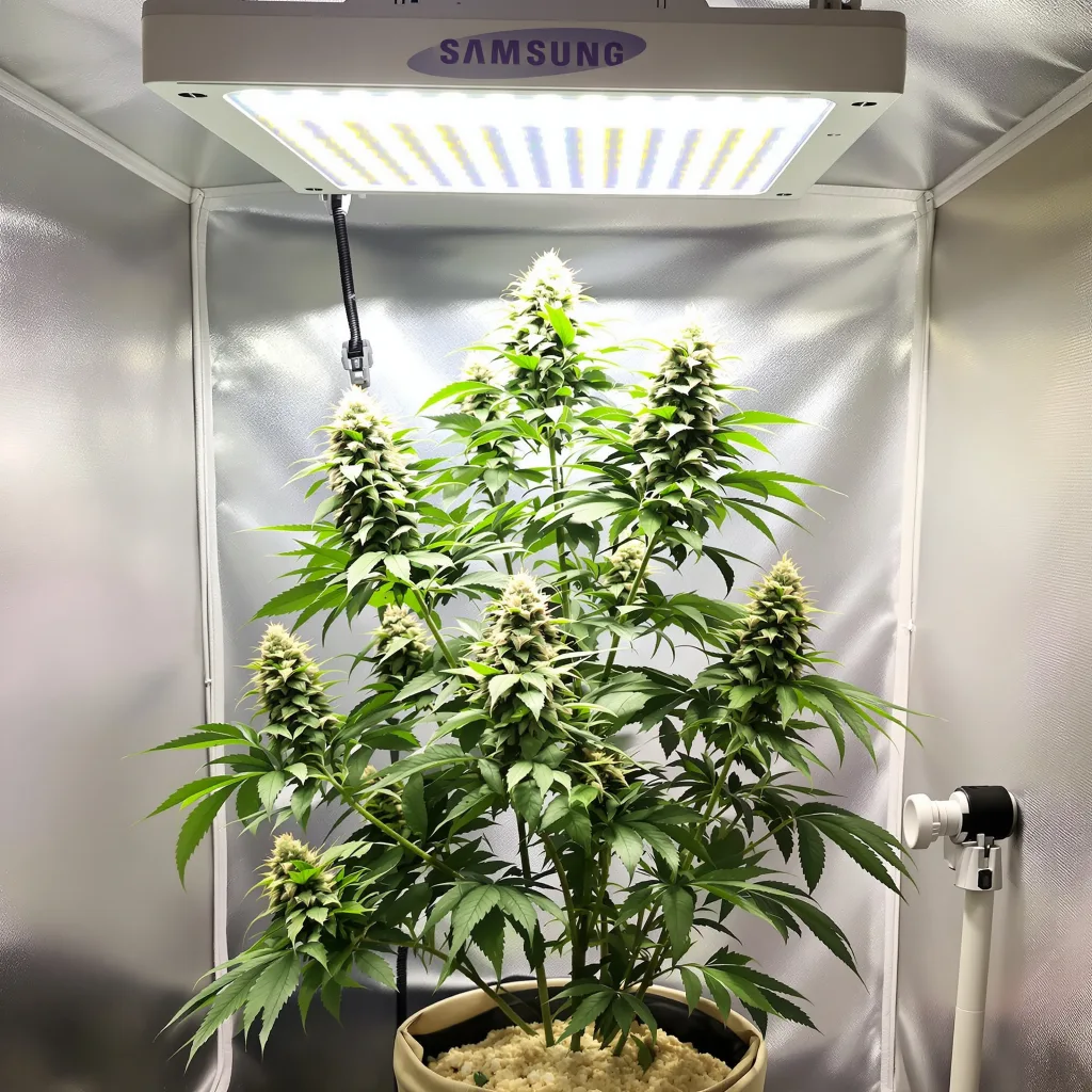 Critical Glue 89% indica / 11% sativa flower with visible trichomes