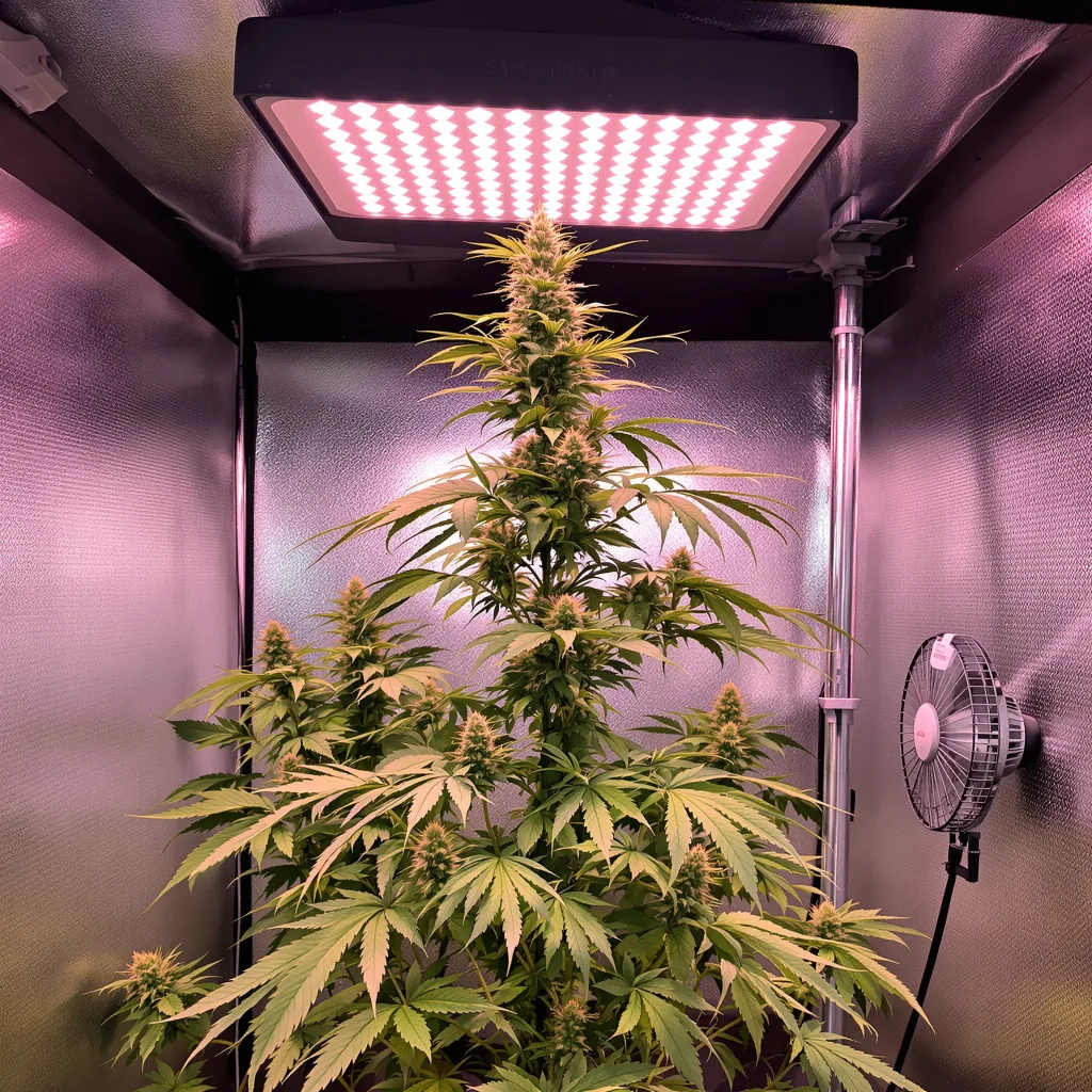 Dizzy OG cannabis bud close-up showing lime-green airy structure