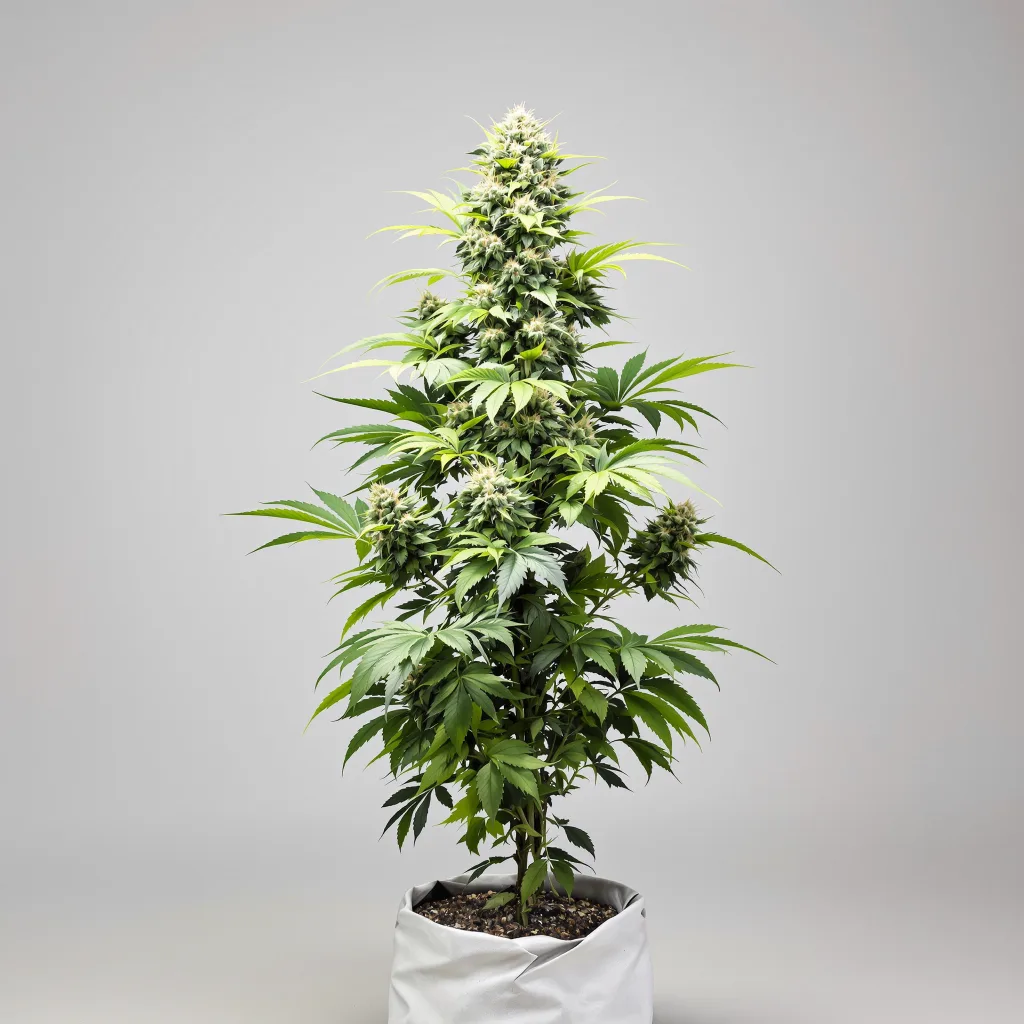 Gigabud 37% indica / 63% sativa flower with visible trichomes