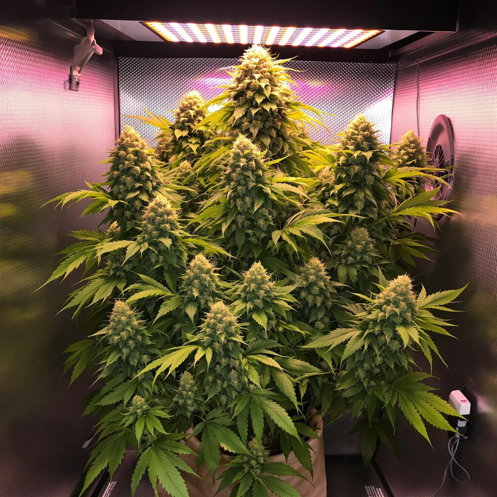 Golden Nugget cannabis plant in flowering stage, 60-100 cm autoflower
