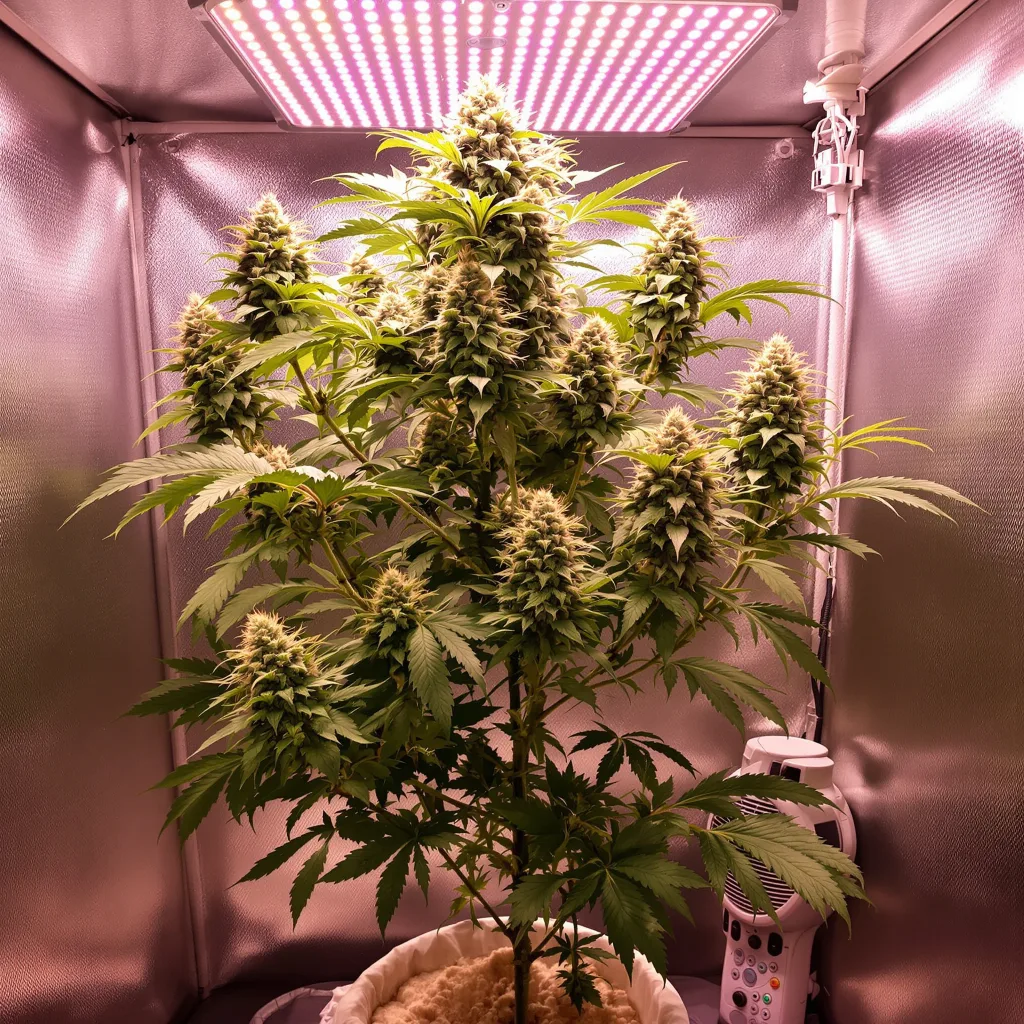 Grease Monkey cannabis plant in flowering stage, 60-100 cm autoflower