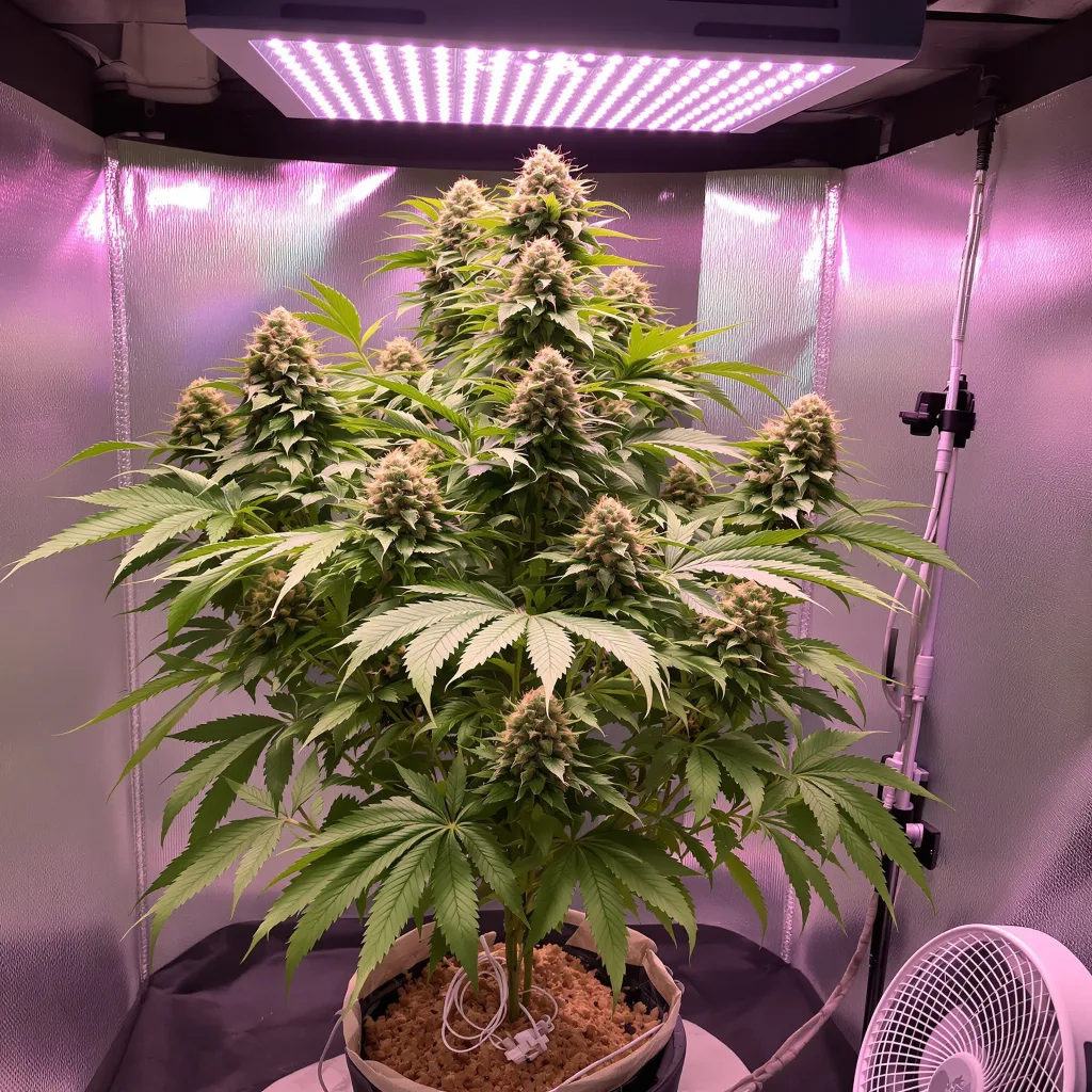 Hawaiian cannabis bud close-up showing dense purple-tinged calyxes