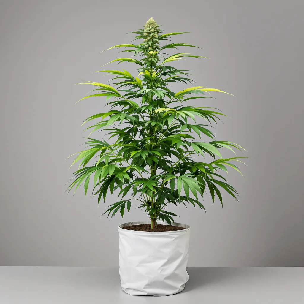 Industrial Plant cannabis bud close-up showing lime-green airy structure