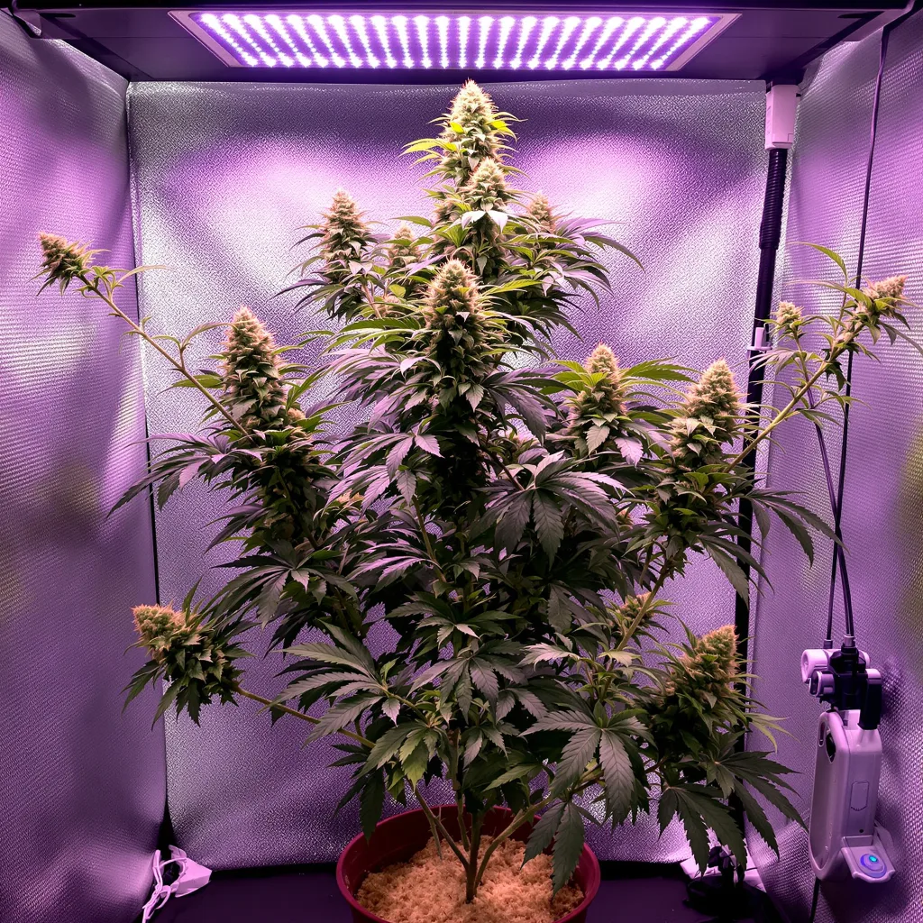 Lemon OG Kush cannabis plant in flowering stage, 60-100 cm autoflower