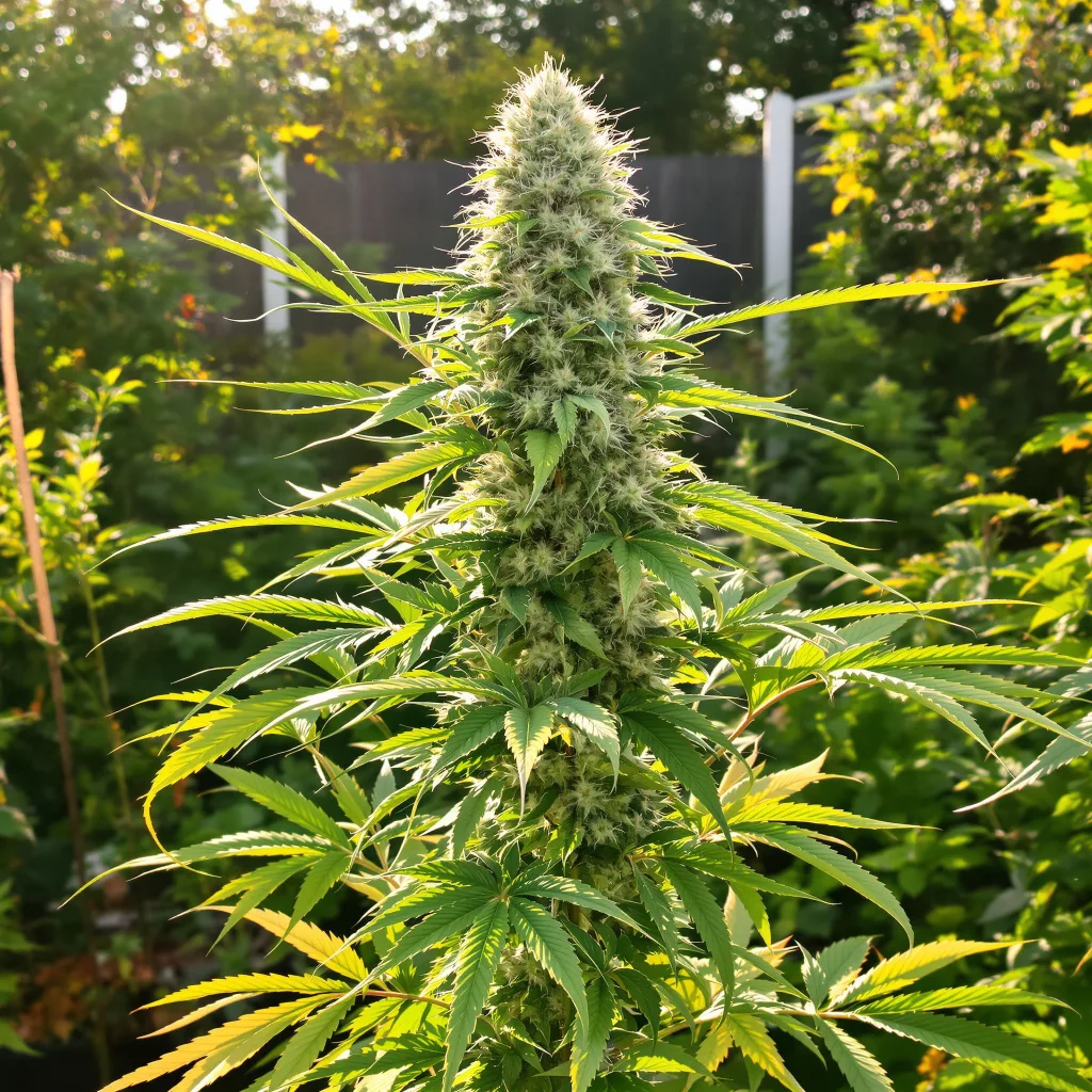 Michigan Poison 57% indica / 43% sativa flower with visible trichomes