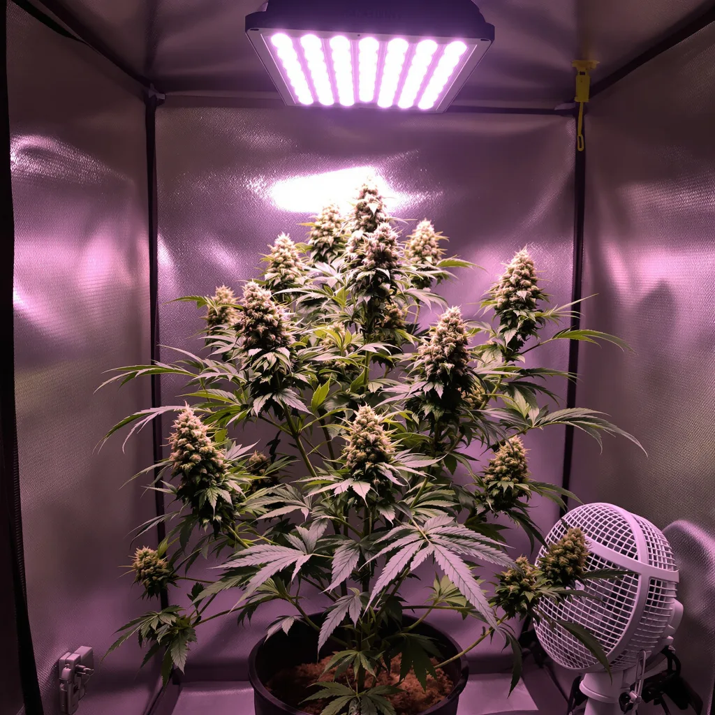 Master Bubba cannabis bud close-up showing balanced bud structure with frosted trichomes