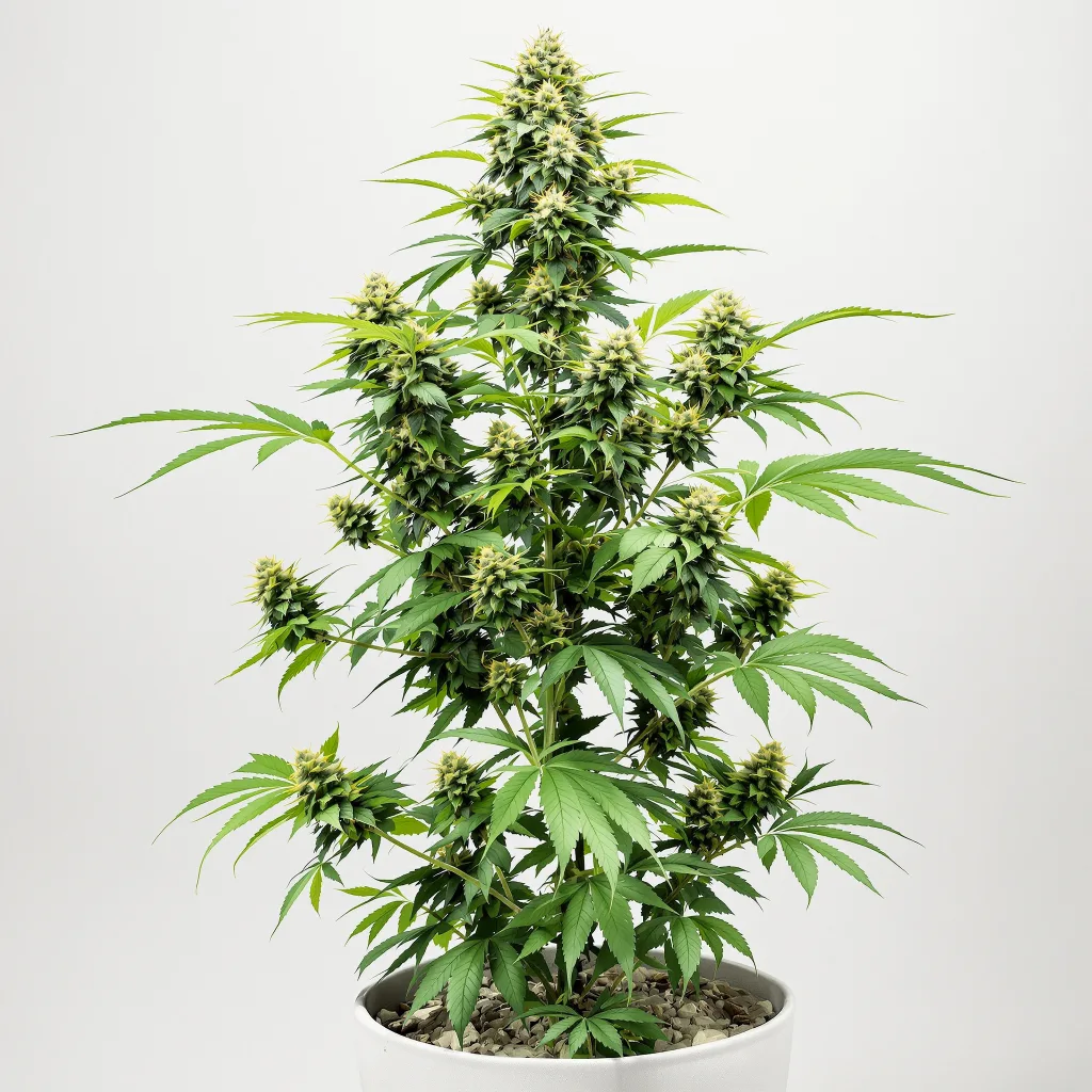 Mean Misty cannabis bud close-up showing open-bud structure with orange pistils