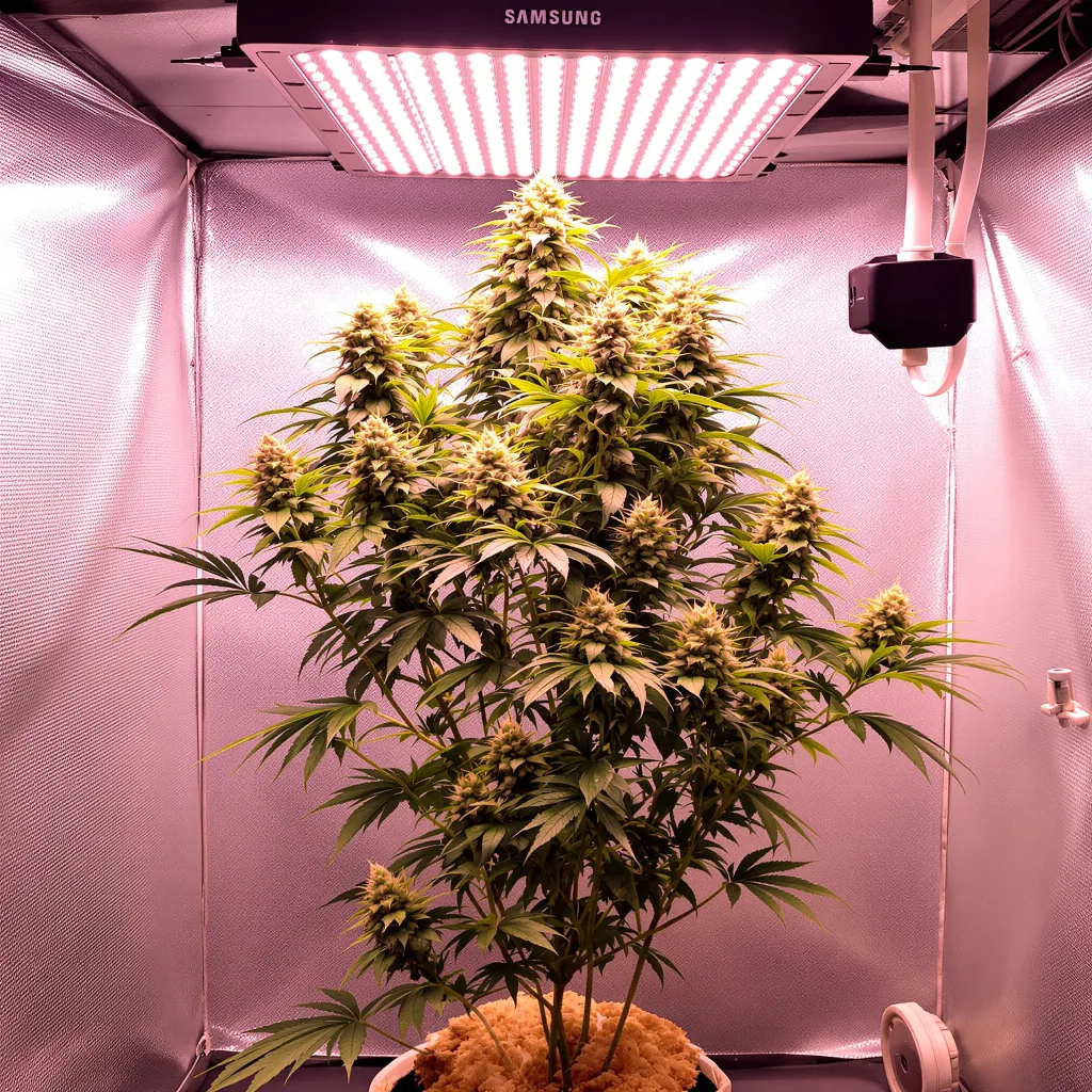 Misty Kush 47% indica / 53% sativa flower with visible trichomes