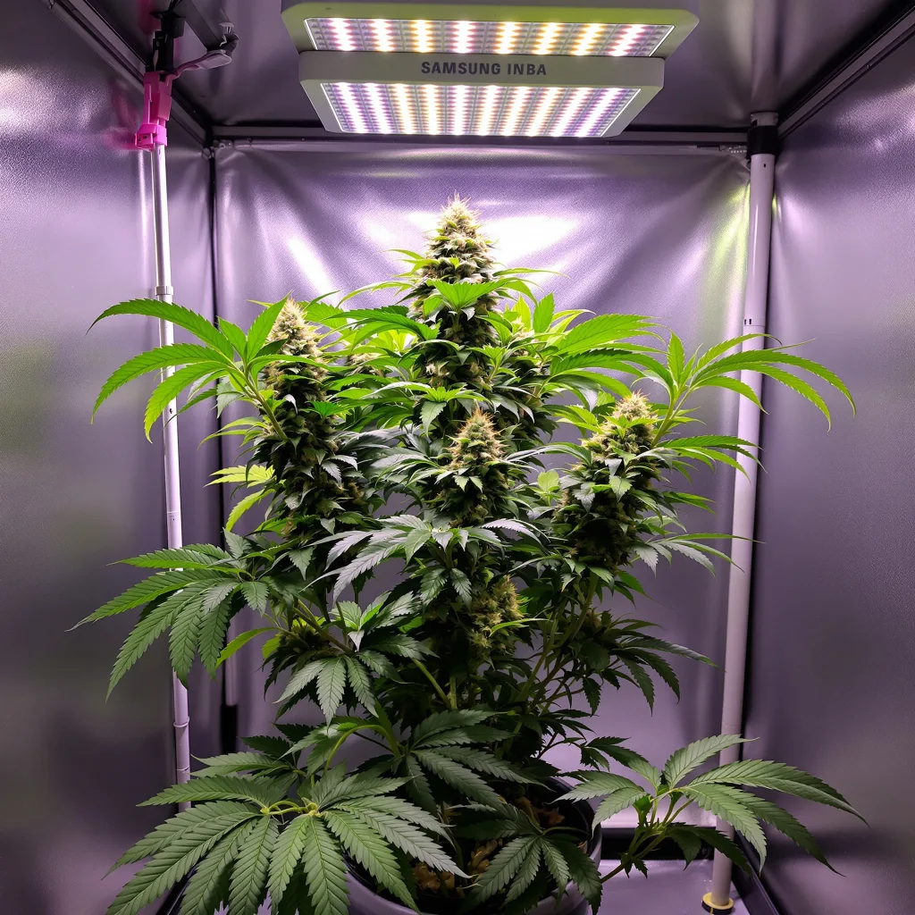 Neptune OG 76% indica / 24% sativa flower with visible trichomes