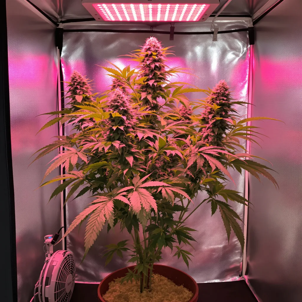 Night Train cannabis bud close-up showing balanced bud structure with frosted trichomes