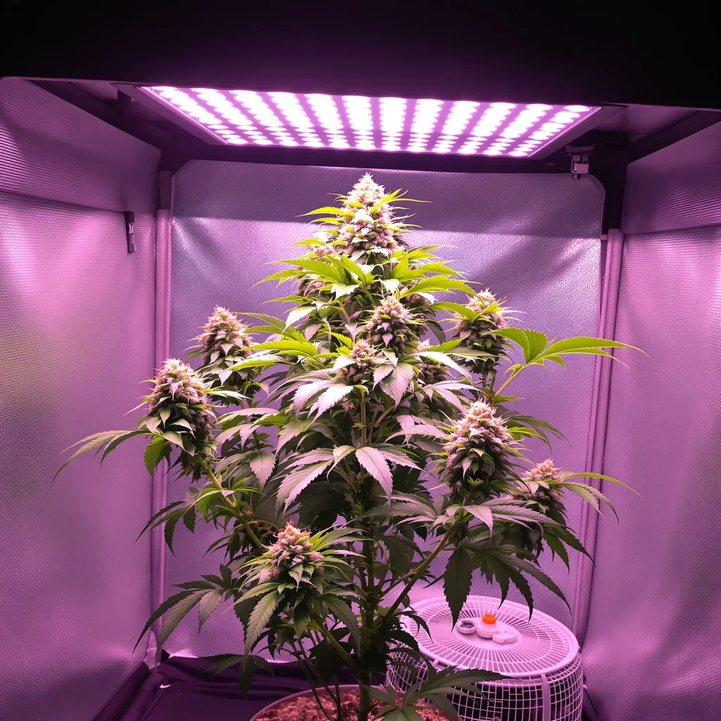 Pluto Kush cannabis plant in flowering stage, 60-100 cm autoflower