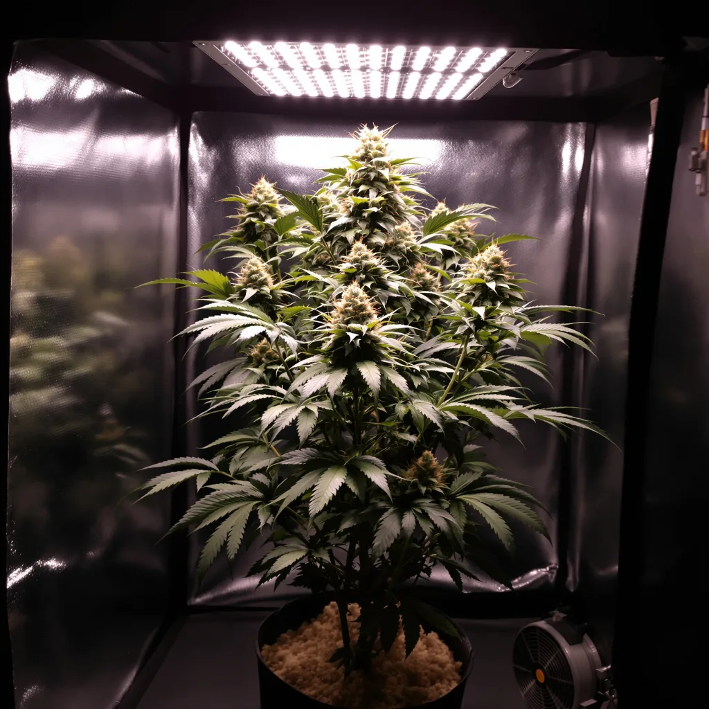 Presidential OG 86% indica / 14% sativa flower with visible trichomes