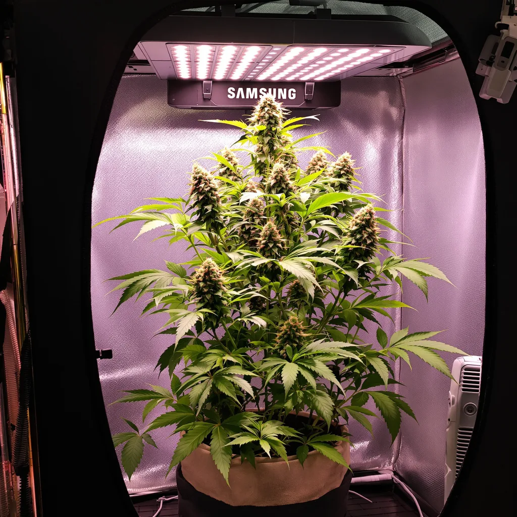 Purple Afghani cannabis plant in flowering stage, 60-100 cm autoflower