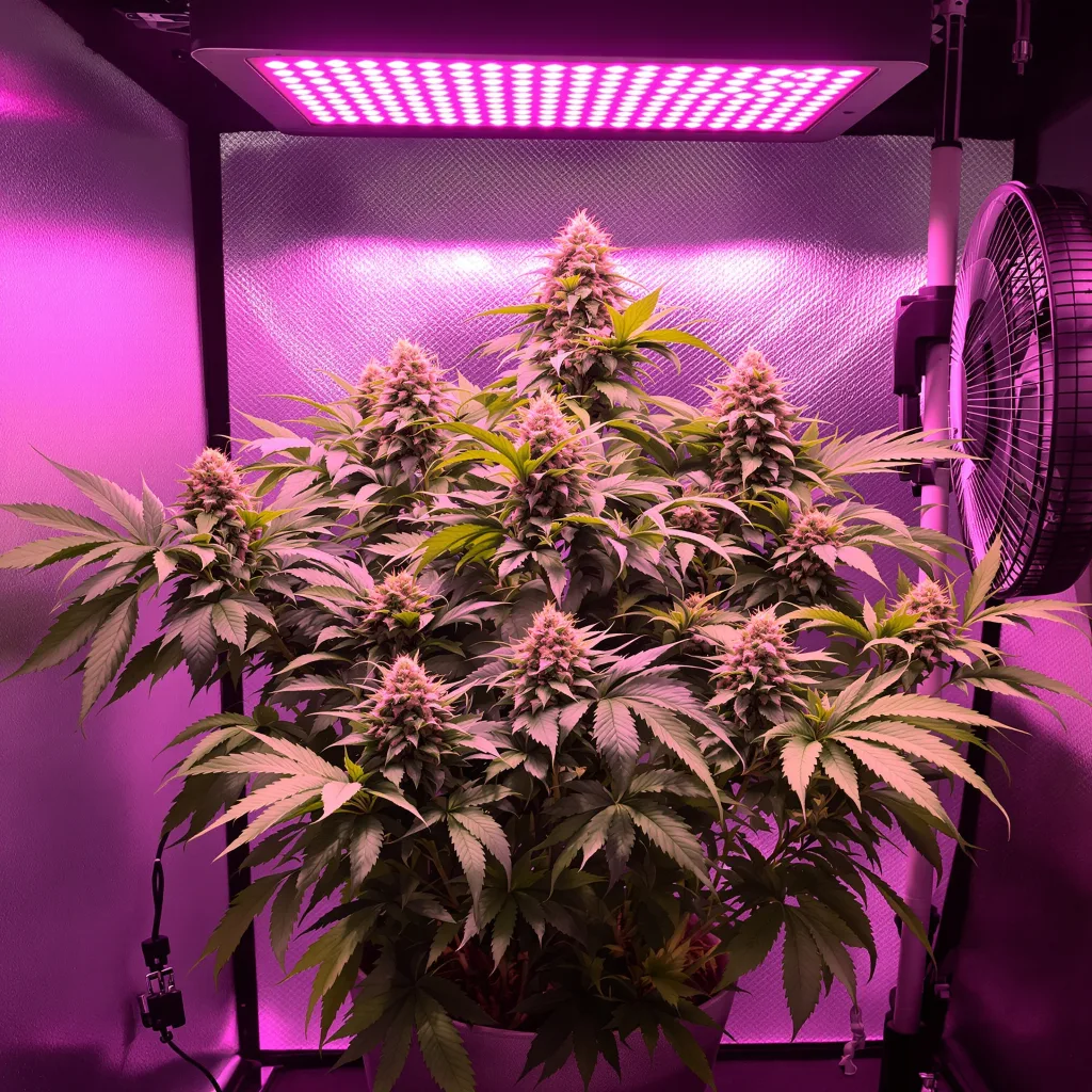 Purple Arrow cannabis plant in flowering stage, 60-100 cm autoflower