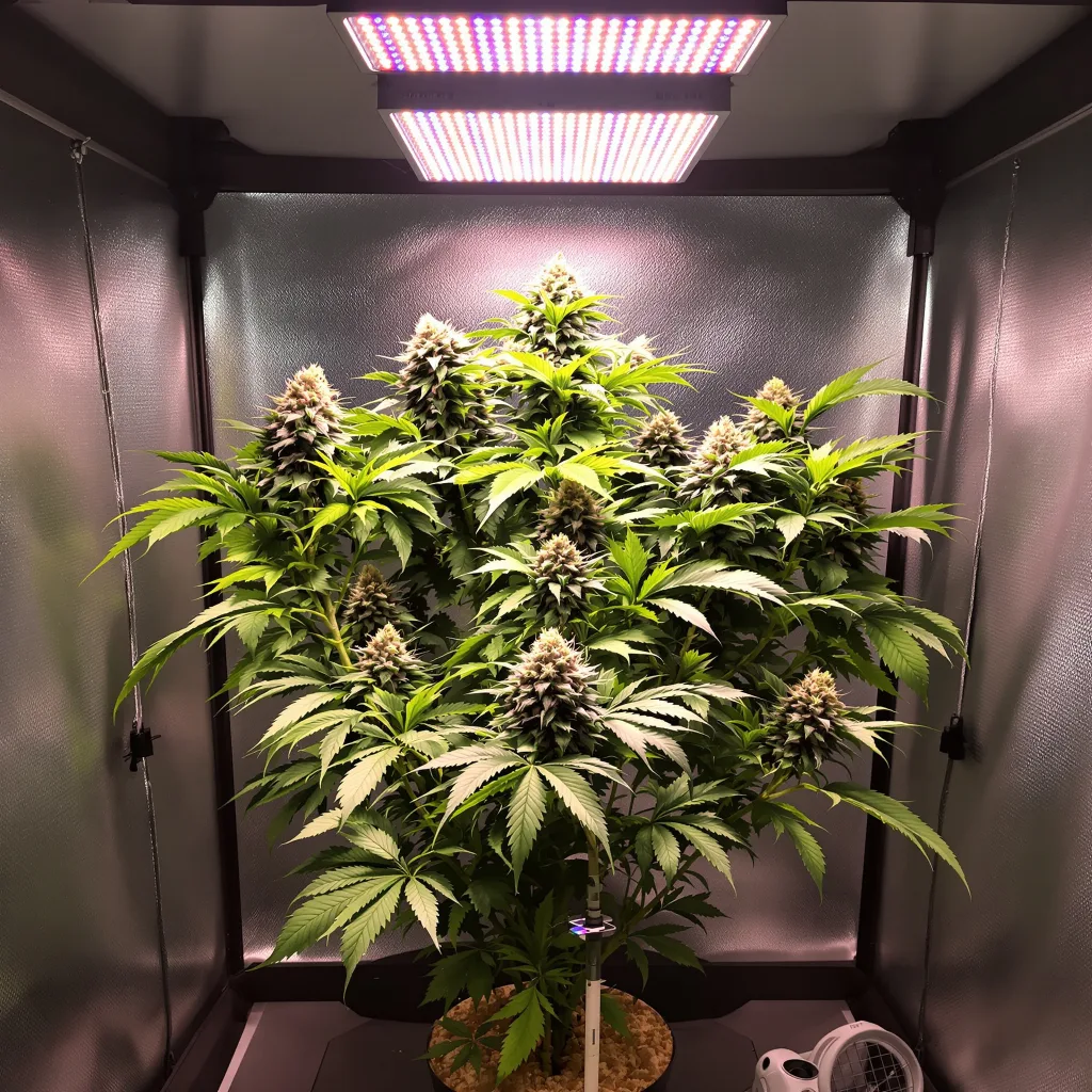 Purple Chemdawg cannabis bud close-up showing dense purple-tinged calyxes