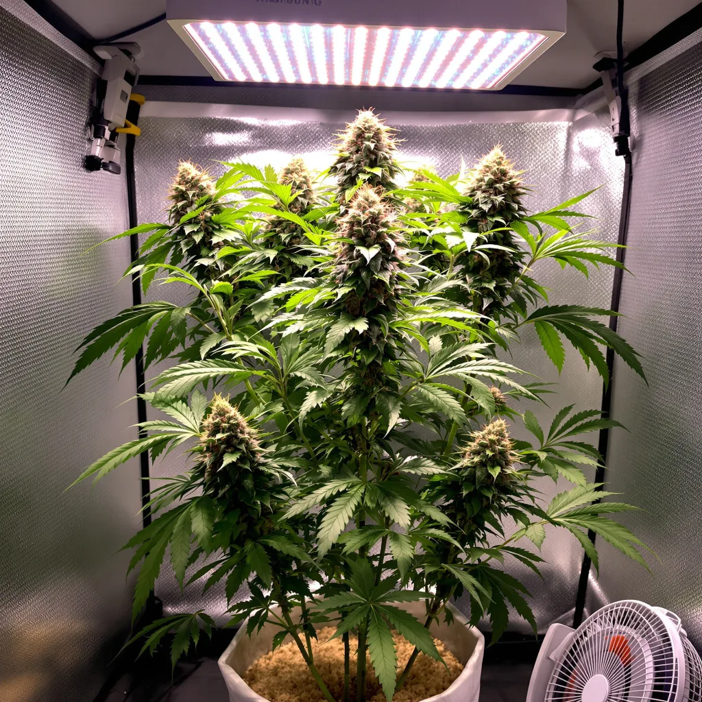 Purple Kush cannabis plant in flowering stage, 60-100 cm autoflower