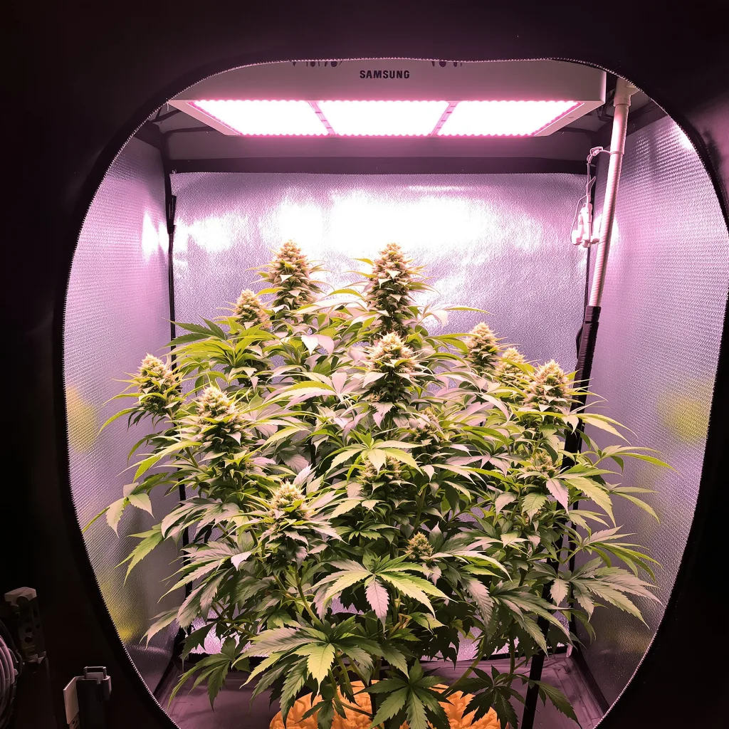 Purple Monkey Balls cannabis plant in flowering stage, 60-100 cm autoflower