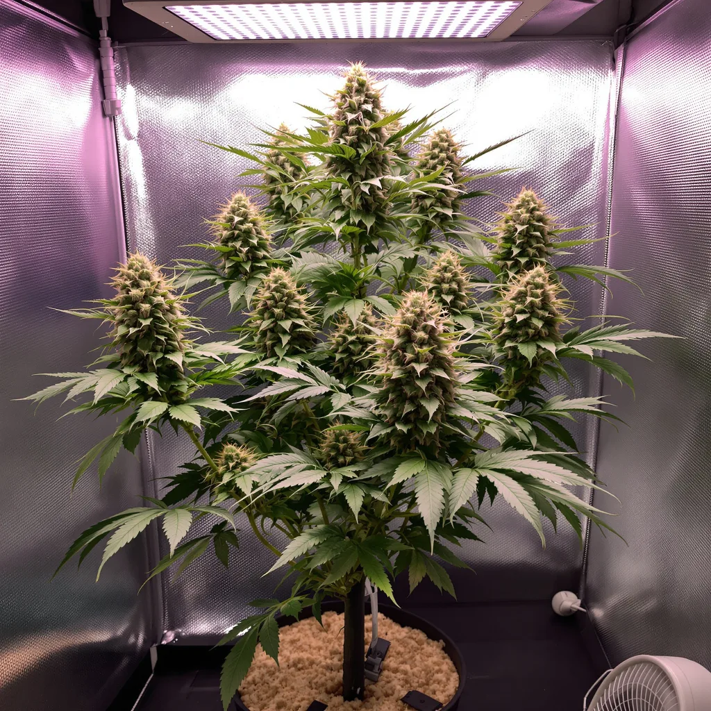 Qrazy Train cannabis plant in flowering stage, 120-180 cm feminized