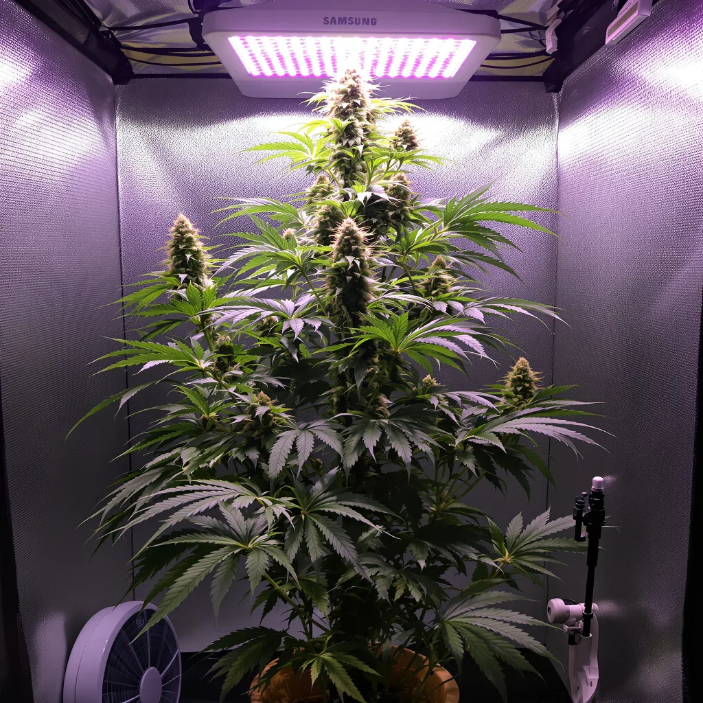 Red Congolese cannabis bud close-up showing lime-green airy structure