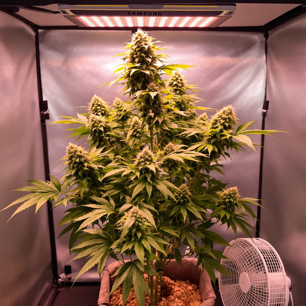 Sweet and Sour Widow CBD 50% indica / 50% sativa flower with visible trichomes