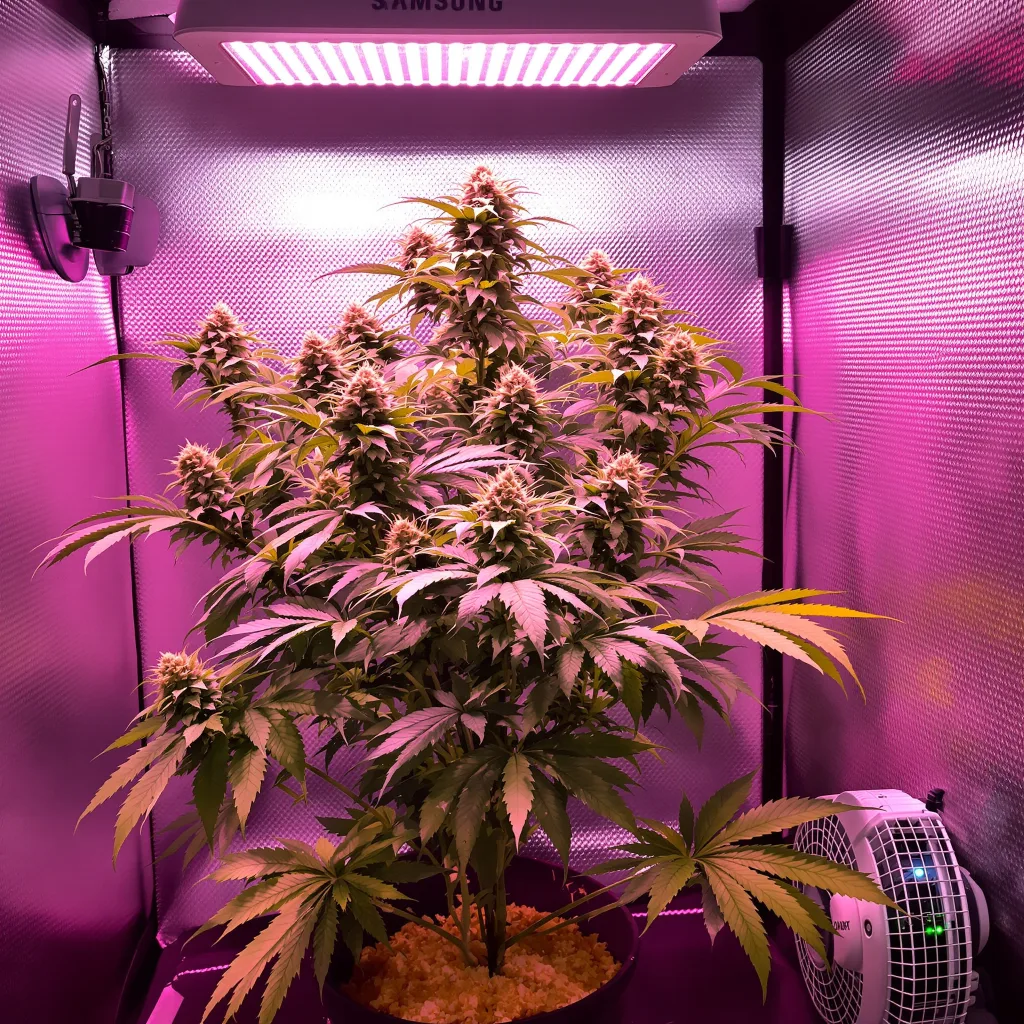 Sweet Baby Jane cannabis bud close-up showing dense purple-tinged calyxes