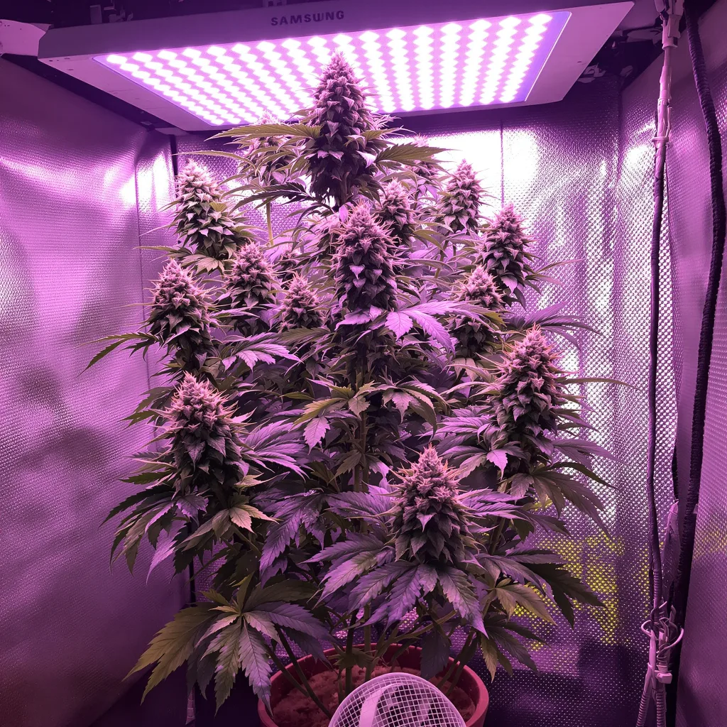 Tiger’s Milk 48% indica / 52% sativa flower with visible trichomes