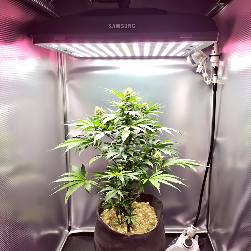 White Fire 43 77% indica / 23% sativa flower with visible trichomes