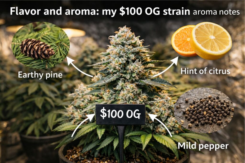 $100 OG strain aroma notes