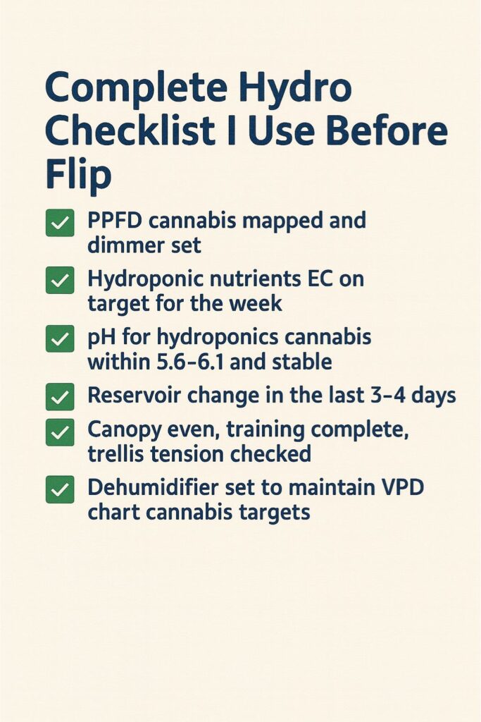 Checklist for Hydroponic Grow