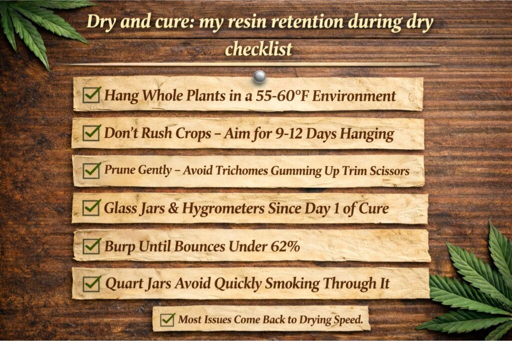 resin retention during dry