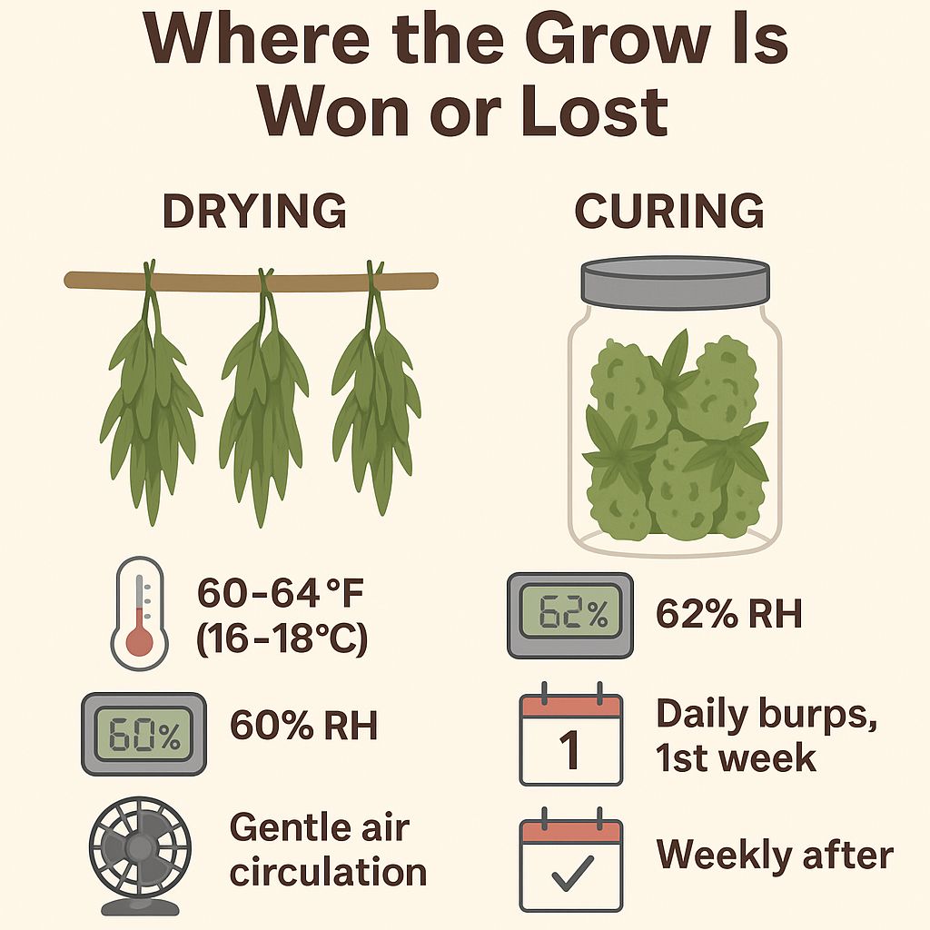 Drying curing marijuana plants