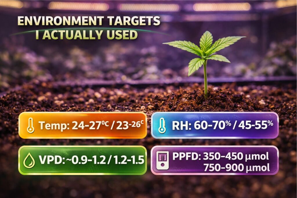 Environment targets I actually used