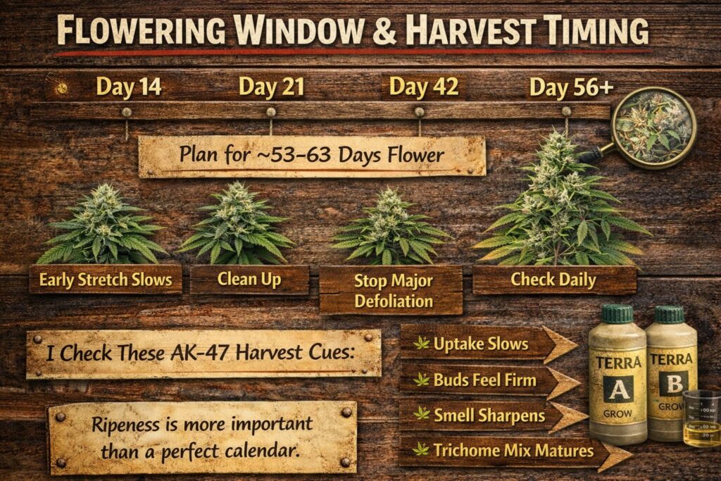 AK-47 harvest readiness cues