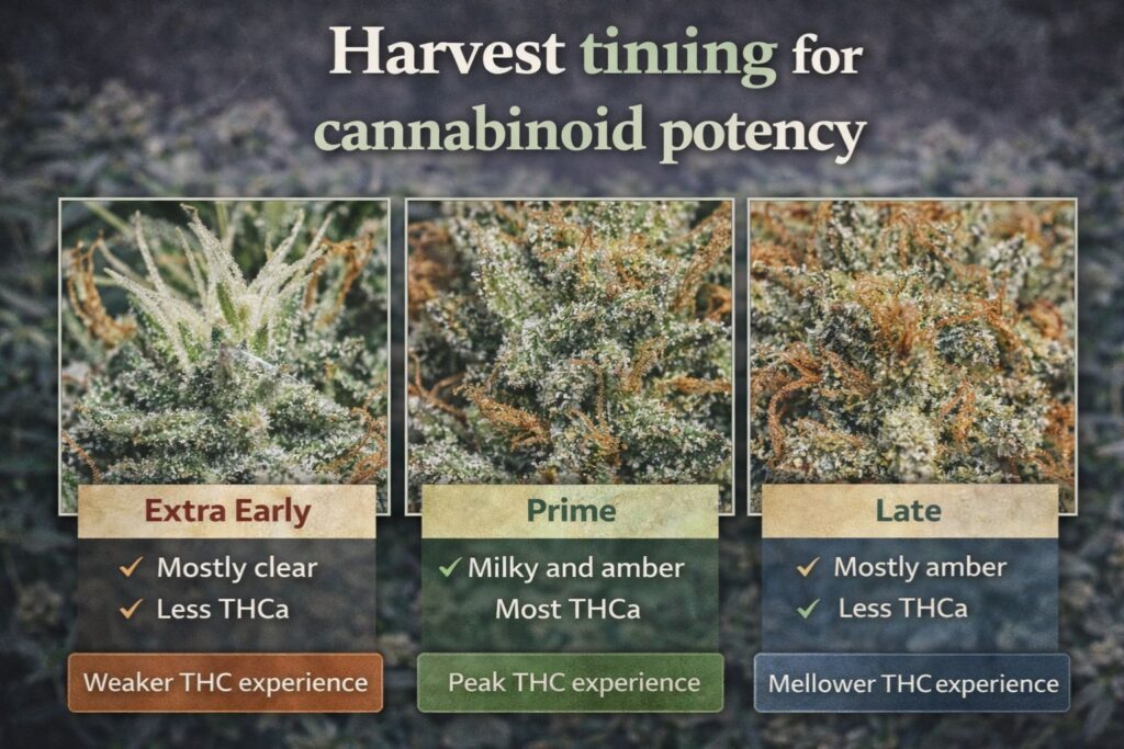 harvest timing for cannabinoid potency