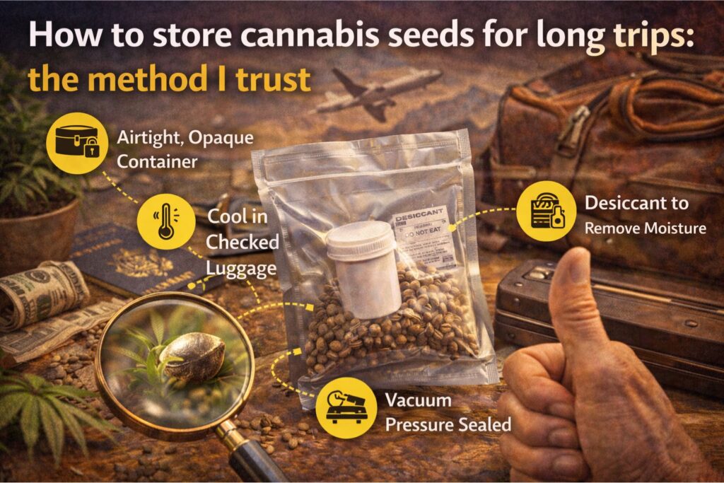 how to store cannabis seeds for long trips