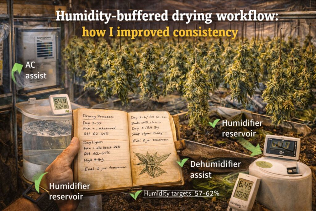 humidity-buffered drying workflow