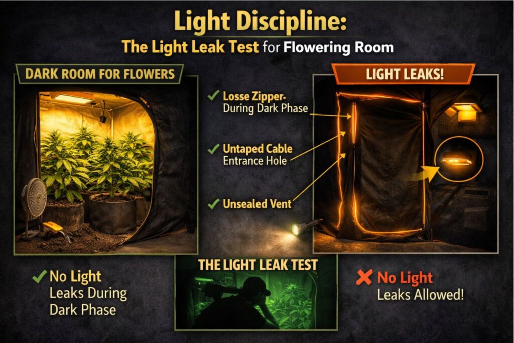light leak test for flowering room