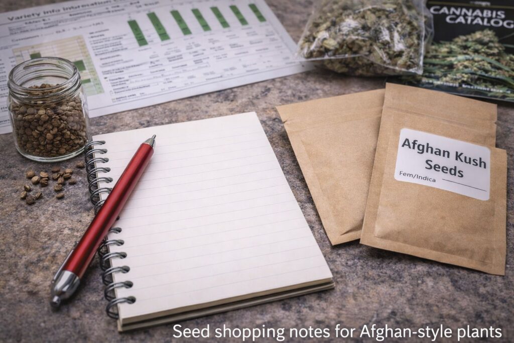 Seed shopping notes for Afghan style plants